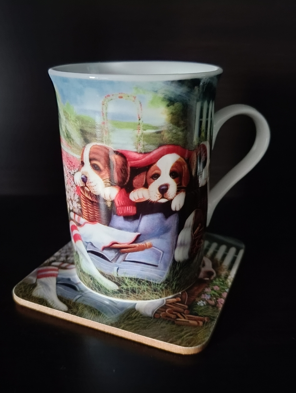 Collectible Puppies "Time for Tea" Ceramic Mug & Coaster Set - Picture 7 of 9